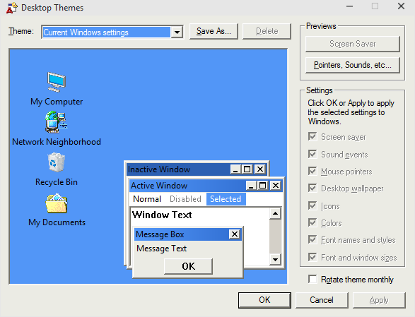 the windows 2000 desktop themes program